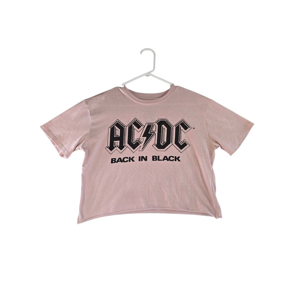 ACDC Back in Black Pink Crop Top Women's Size M